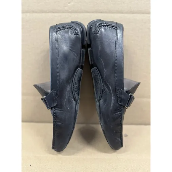 Salvatore Ferragamo PETER  Black Leather Mens Drivers Loafers Shoes 10EEE