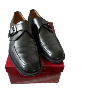 Salvatore Ferragamo Silver Buckle Black Leather Loafers Shoes Men’s 9 D