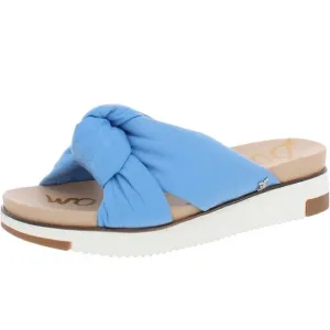 Sam Edelman AGATHA WOMENS LEATHER PLATFORM SANDALS 9 Blue Slide On