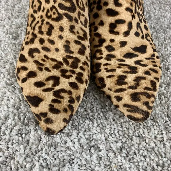 Sam Edelman Ankle Boots Womens 7.5 Olette Leopard Print Kitten Heel Tan Black