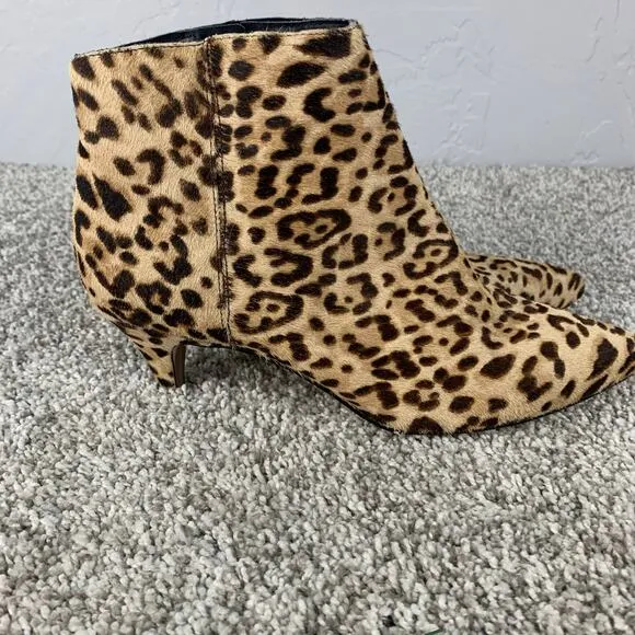 Sam Edelman Ankle Boots Womens 7.5 Olette Leopard Print Kitten Heel Tan Black