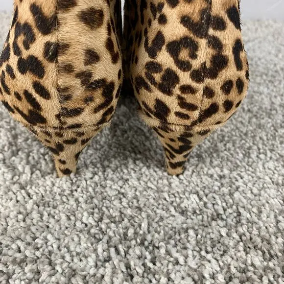 Sam Edelman Ankle Boots Womens 7.5 Olette Leopard Print Kitten Heel Tan Black