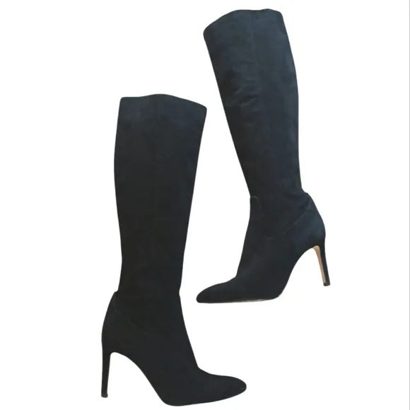 Sam Edelman Black Suede Knee High Boots Womens Tall High Heeled Boots size 8