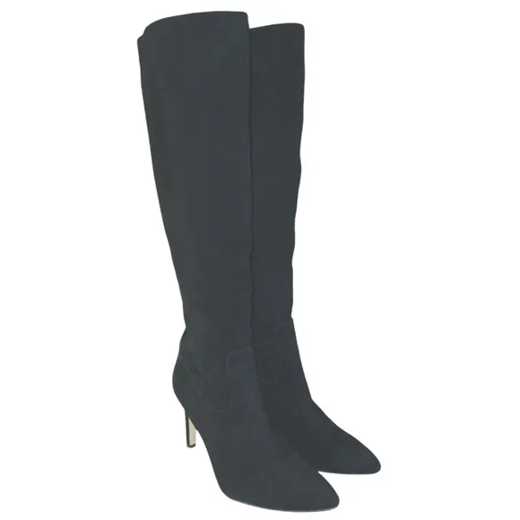 Sam Edelman Caprice Black Suede Knee High Boot Tall Heeled Boots size 8
