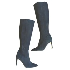 Sam Edelman Caprice Black Suede Knee High Boot Tall Heeled Boots size 8