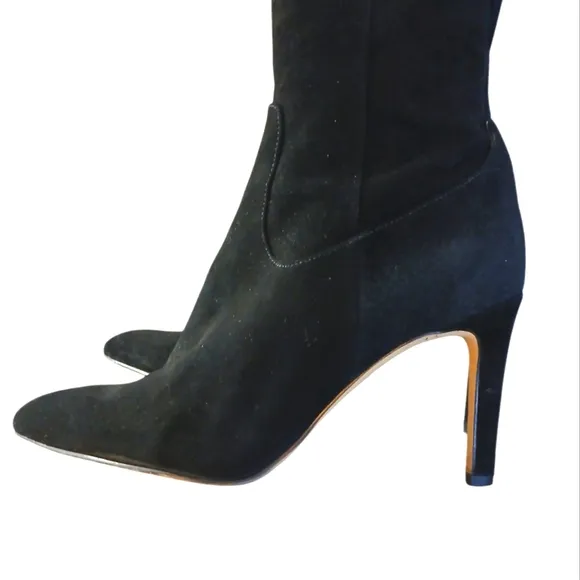 Sam Edelman Caprice Black Suede Knee High Boot Tall Heeled Boots size 8