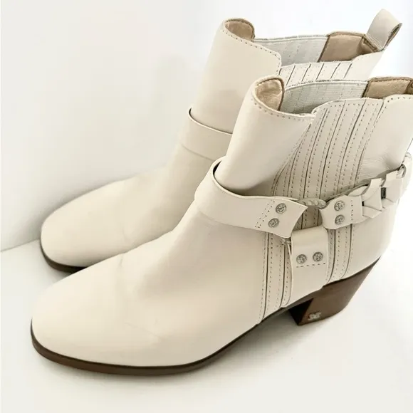 Sam Edelman Dalma Western Harness White Square Toe Festival Cowgirl Ankle Boots