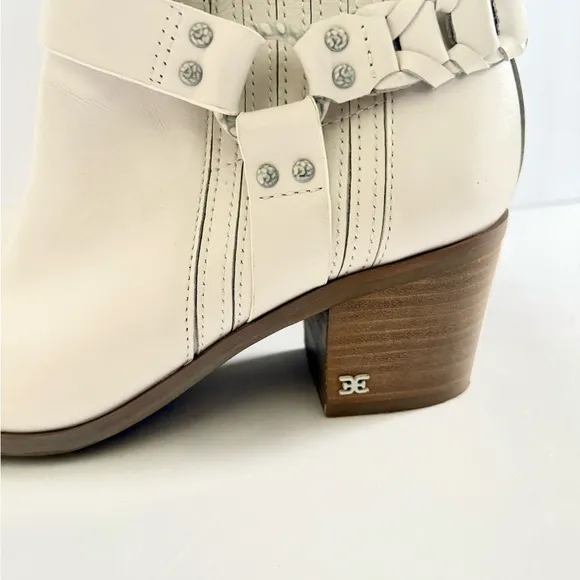 Sam Edelman Dalma Western Harness White Square Toe Festival Cowgirl Ankle Boots