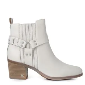Sam Edelman Dalma Western Harness White Square Toe Festival Cowgirl Ankle Boots