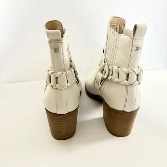 Sam Edelman Dalma Western Harness White Square Toe Festival Cowgirl Ankle Boots