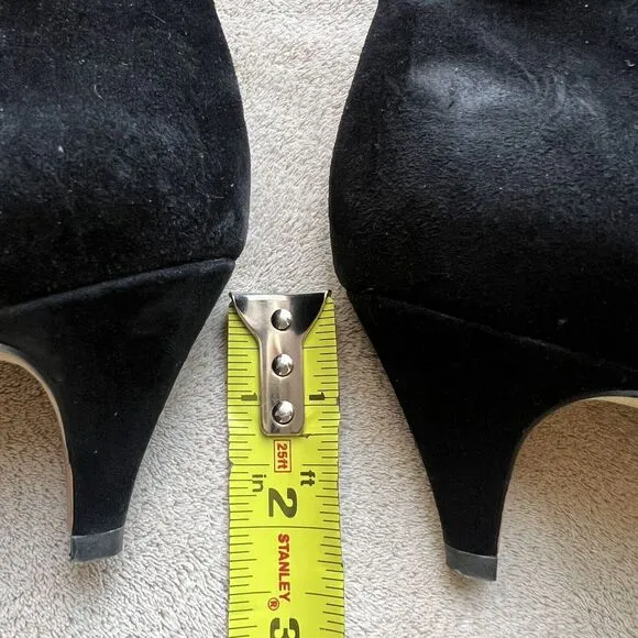 Sam Edelman Kinzey Black Leather Suede Kitten Heel Ankle Boots Booties Women's 8