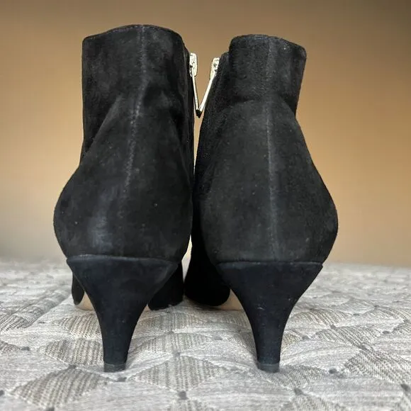 Sam Edelman Kinzey Black Leather Suede Kitten Heel Ankle Boots Booties Women's 8