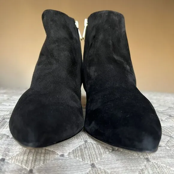 Sam Edelman Kinzey Black Leather Suede Kitten Heel Ankle Boots Booties Women's 8