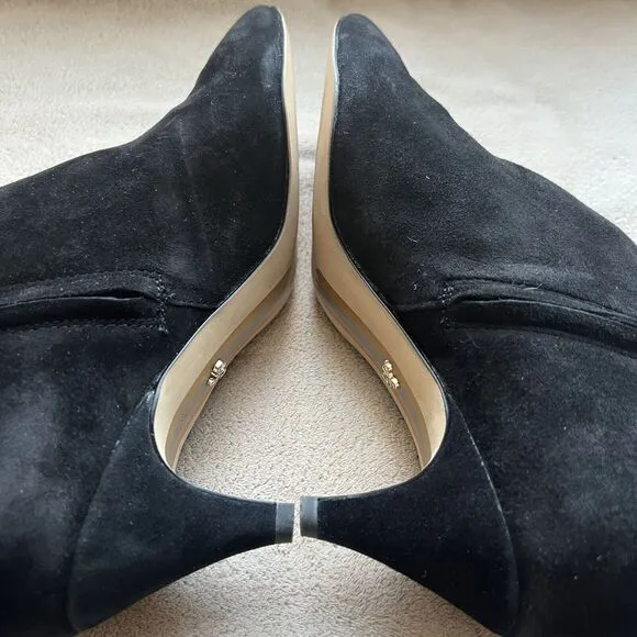 Sam Edelman Kinzey Black Leather Suede Kitten Heel Ankle Boots Booties Women's 8