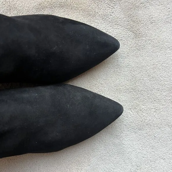 Sam Edelman Kinzey Black Leather Suede Kitten Heel Ankle Boots Booties Women's 8