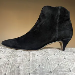 Sam Edelman Kinzey Black Leather Suede Kitten Heel Ankle Boots Booties Women's 8