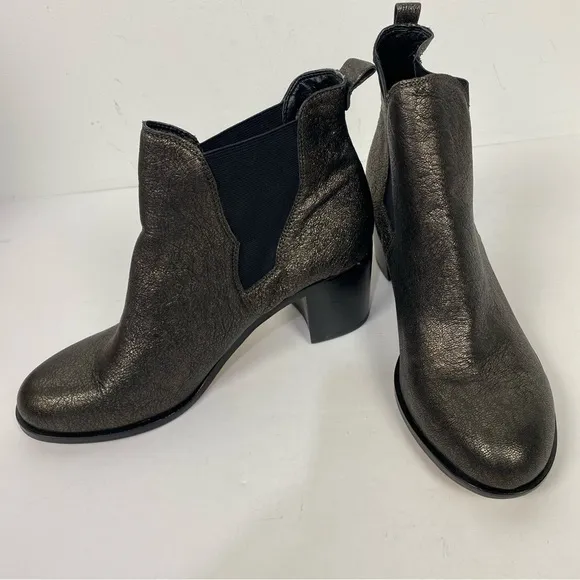 Sam Edelman metallic closed toe ankle boots gothic goth grunge feminine