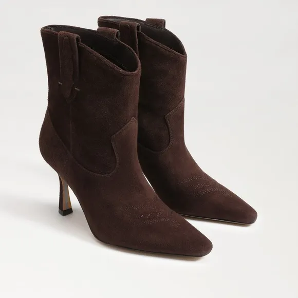 Sam Edelman Moe 10 Spoon Heel Elegant Brown Suede Ankle Boots