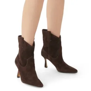 Sam Edelman Moe 10 Spoon Heel Elegant Brown Suede Ankle Boots