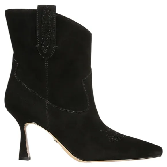 Sam Edelman Moe 9.5 Spoon Heel Elegant Black Suede Ankle Boots