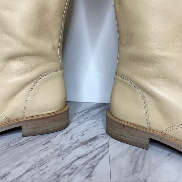 Sam Edelman Nance Lace Up Egg Shell Leather Tall Boot 7M