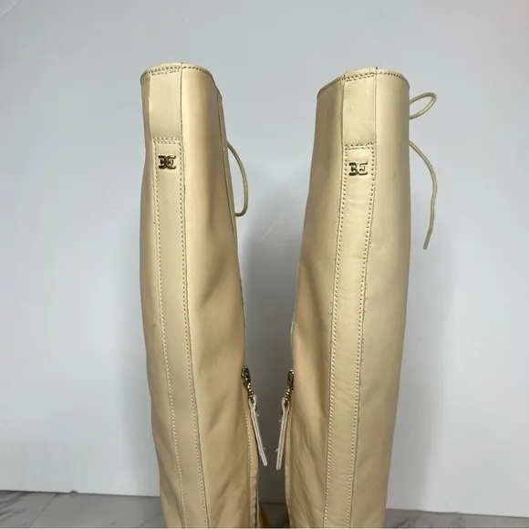 Sam Edelman Nance Lace Up Egg Shell Leather Tall Boot 7M
