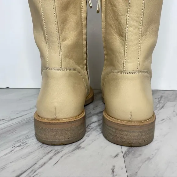 Sam Edelman Nance Lace Up Egg Shell Leather Tall Boot 7M