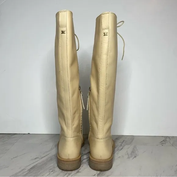 Sam Edelman Nance Lace Up Egg Shell Leather Tall Boot 7M