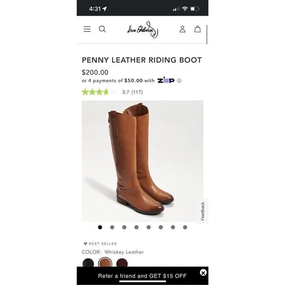 Sam Edelman Penny Leather Riding Boot Tall Taupe Tan Brown