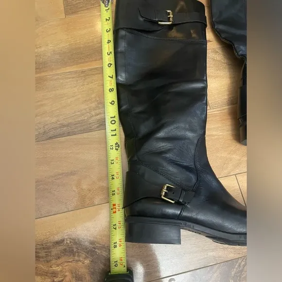 Sam Edelman Portman KneeHigh Riding Boots Gold Buckles,zipper, hardware EUC 7.5