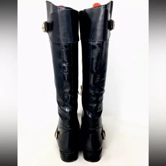 Sam Edelman Portman KneeHigh Riding Boots Gold Buckles,zipper, hardware EUC 7.5