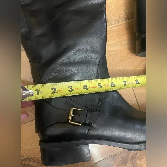 Sam Edelman Portman KneeHigh Riding Boots Gold Buckles,zipper, hardware EUC 7.5