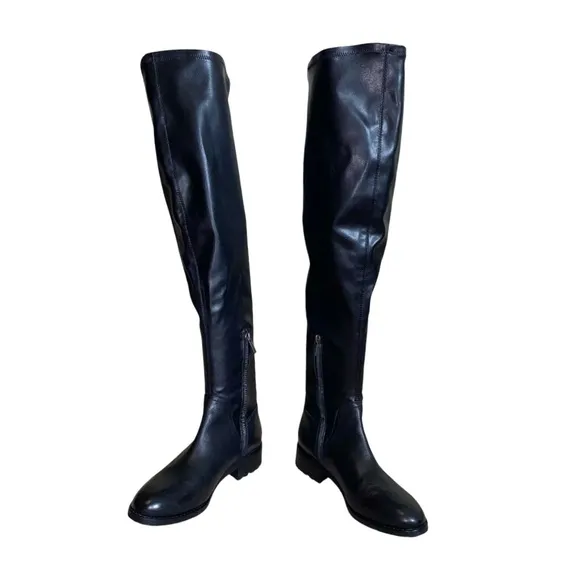Sam Edelman Remi Knee High Black Leather Lug Sole Boots