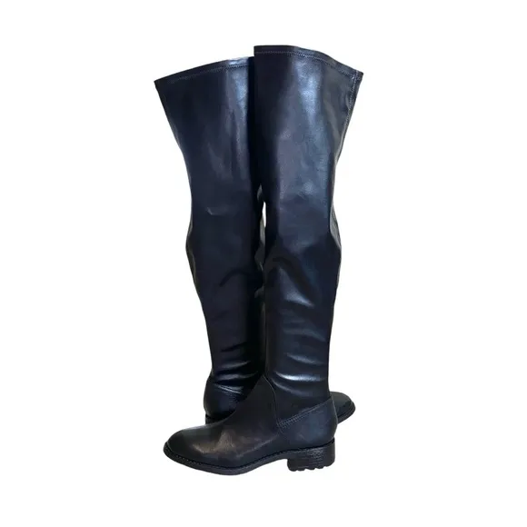 Sam Edelman Remi Knee High Black Leather Lug Sole Boots