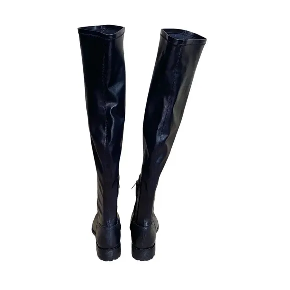 Sam Edelman Remi Knee High Black Leather Lug Sole Boots