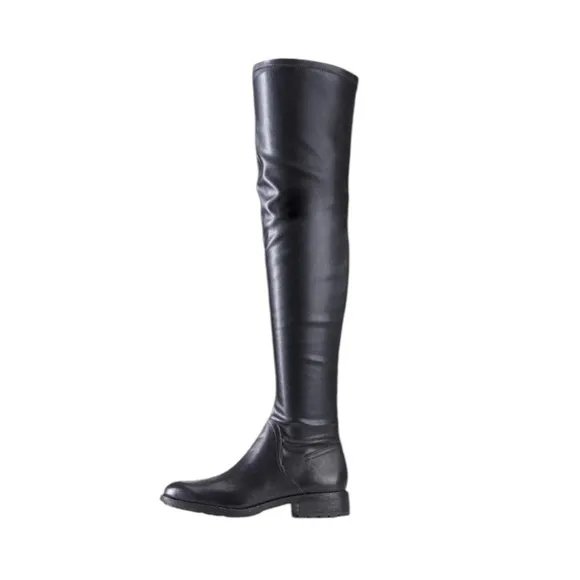 Sam Edelman Remi Knee High Black Leather Lug Sole Boots