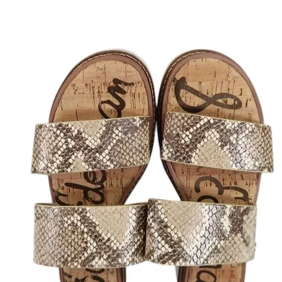Sam Edelman Shoes Womens 7.5 Sandal Slides Platform Casual Snake Double Strap