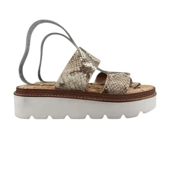 Sam Edelman Shoes Womens 7.5 Sandal Slides Platform Casual Snake Double Strap