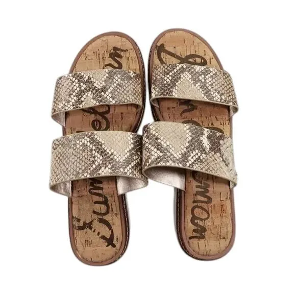 Sam Edelman Shoes Womens 7.5 Sandal Slides Platform Casual Snake Double Strap