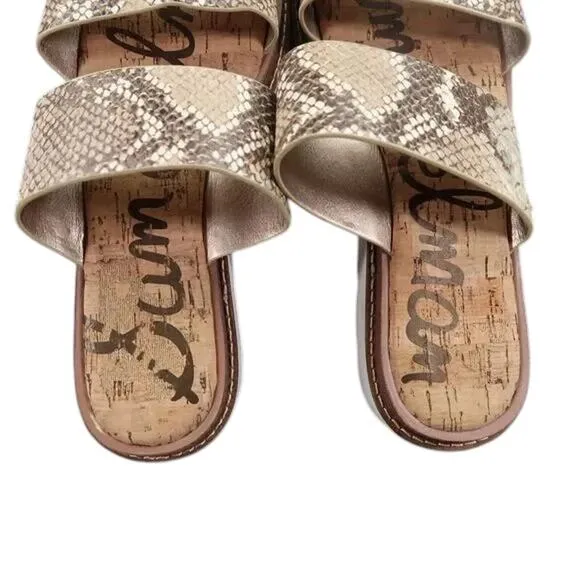Sam Edelman Shoes Womens 7.5 Sandal Slides Platform Casual Snake Double Strap