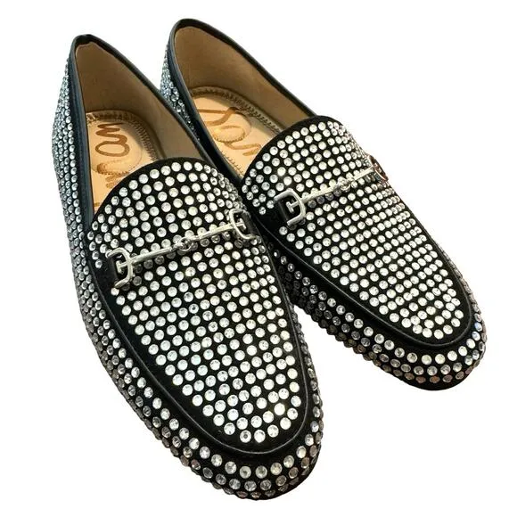 Sam Edelman Slip On Diamond Studded Loraine Horse bit Loafers 5 GLAM Classy