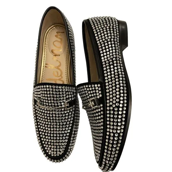 Sam Edelman Slip On Diamond Studded Loraine Horse bit Loafers 5 GLAM Classy