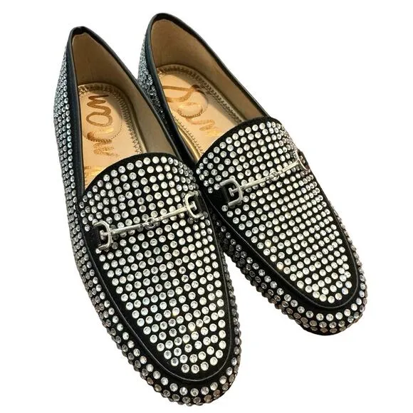 Sam Edelman Slip On Diamond Studded Loraine Horse bit Loafers 5 GLAM Classy
