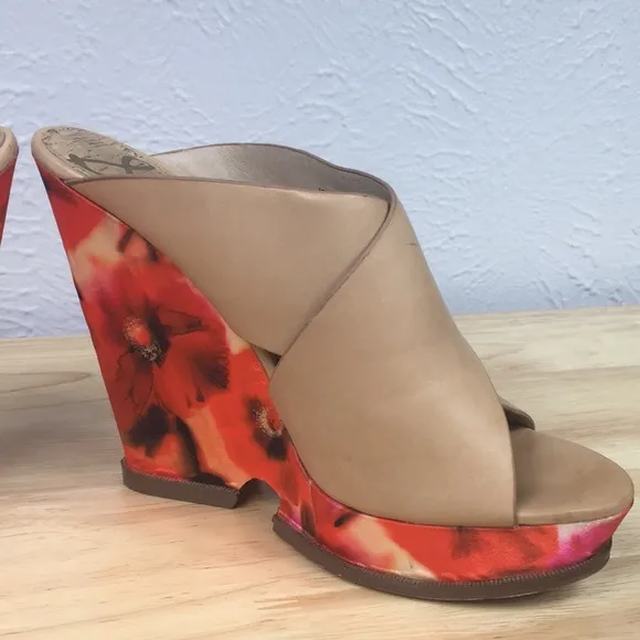 Sam Edelman Tan and Floral Jorgia Slip-on Platform