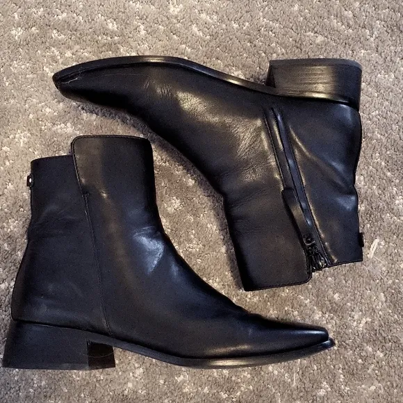 Sam Edelman Thatcher Black Leather Ankle Boots