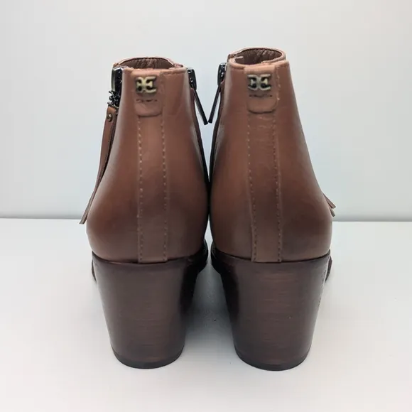 Sam Edelman Trailblazer Walden Leather Ankle Boots Brown Tan Western Size 7.5