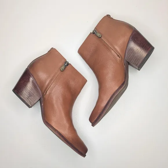Sam Edelman Trailblazer Walden Leather Ankle Boots Brown Tan Western Size 7.5