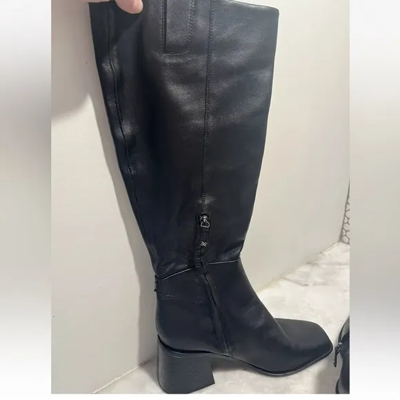 Sam Edelman Wade Boots 10 M Athletic Fit Tall Black Leather Riding Boots-NEW