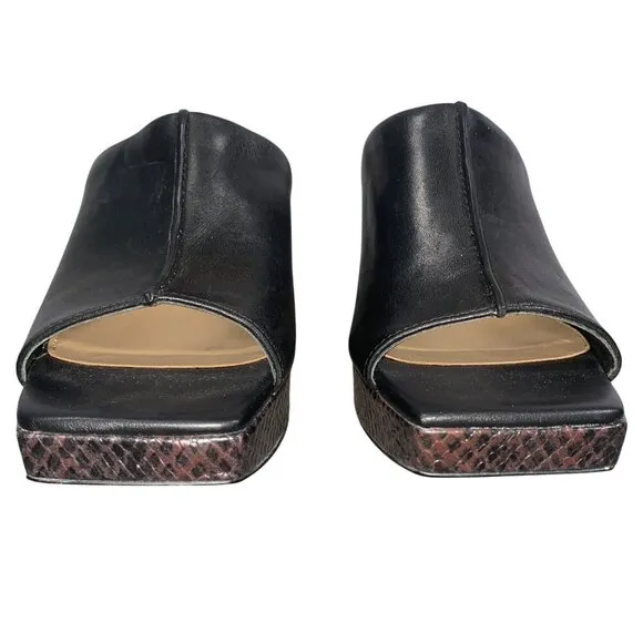 Sam Edelman Wilton Sandal shoes Black square toe platform heel snake women’s 8.5