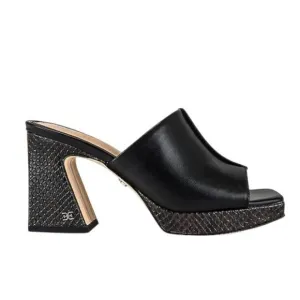 Sam Edelman Wilton Sandal shoes Black square toe platform heel snake women’s 8.5